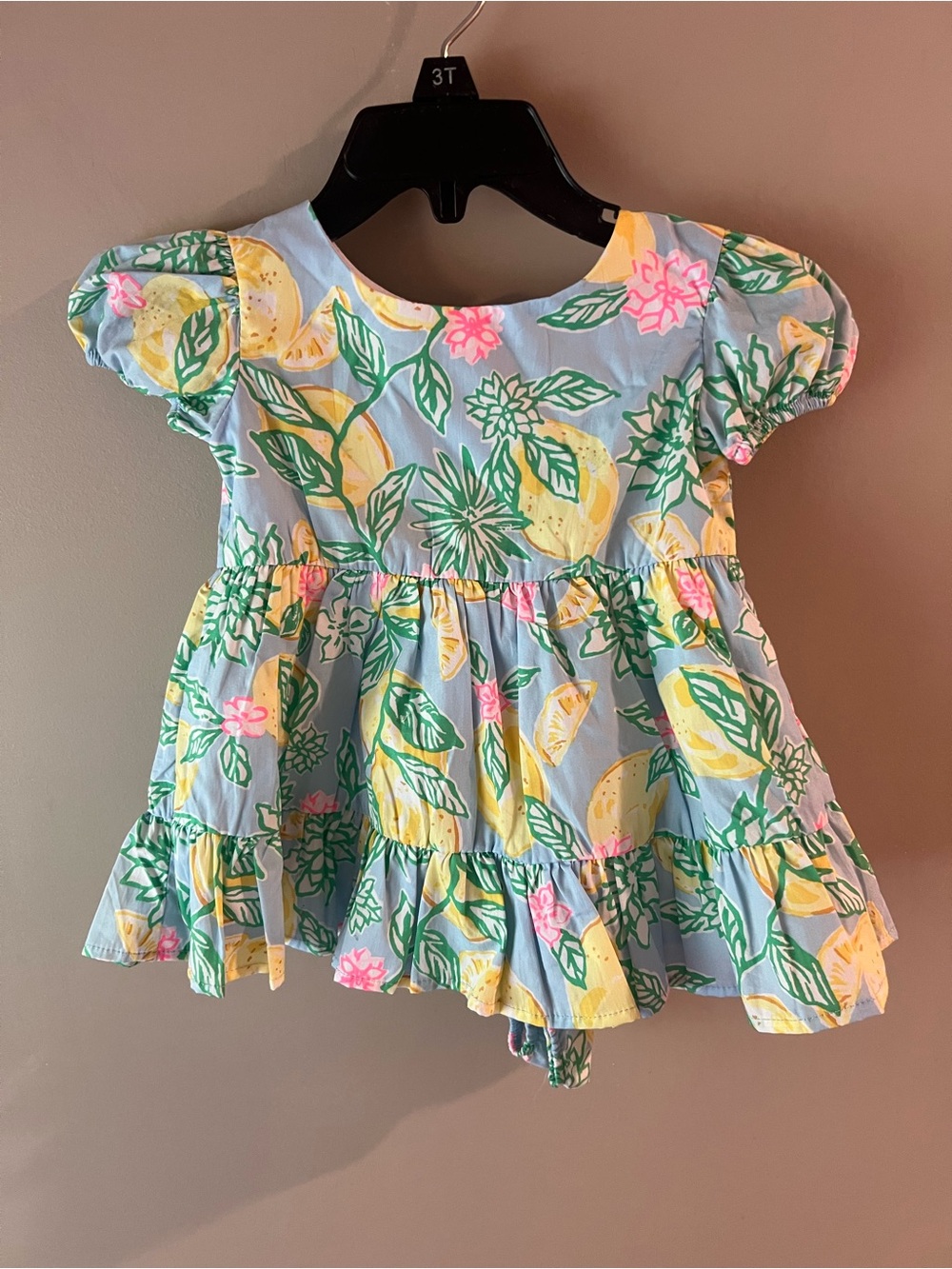 Lilly Pulitzer Lou Lou Make Lemonade Blue Lemon Floral Ruffle Dress